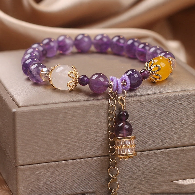 Lucky Beads Natural Amethyst Women Bracelet