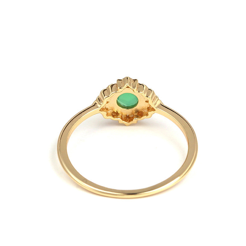 Chinese Neoclassical Green Agate Women Ring