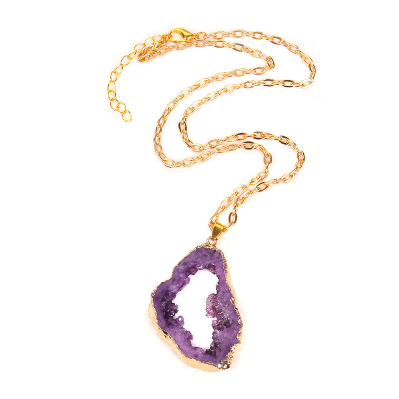 Temperament Natural Amethyst Cluster Women Necklace