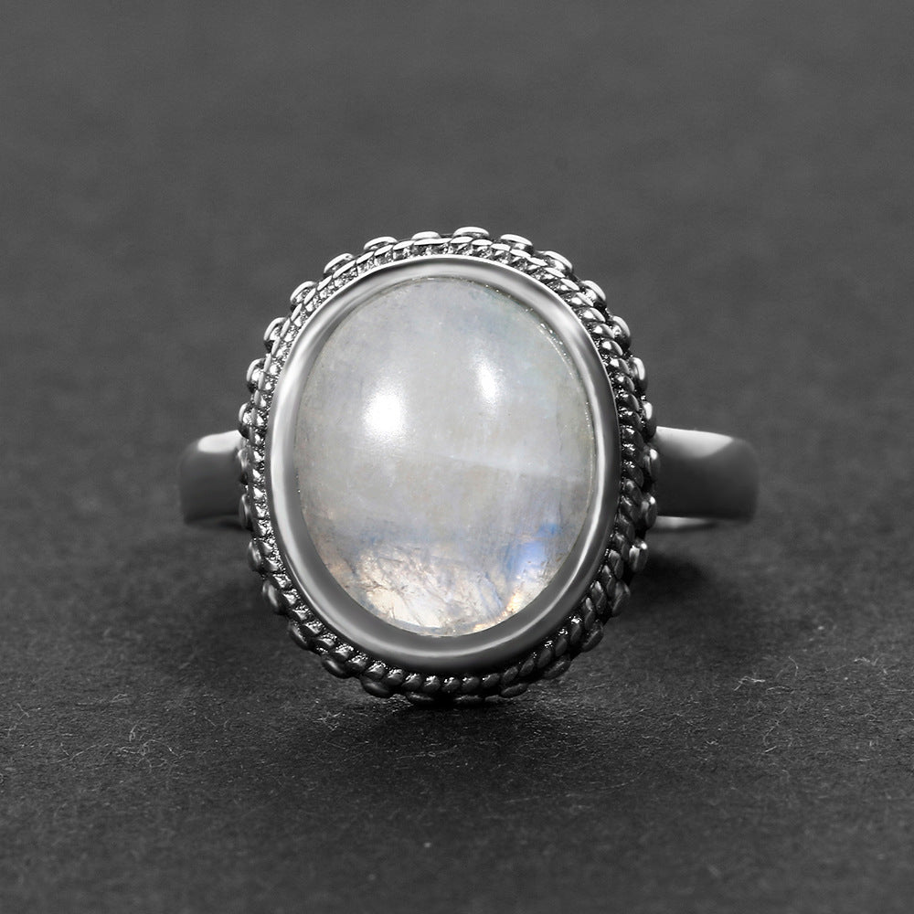 Court Style Moonstone Niche Mid-ancient Vintage Women Ring