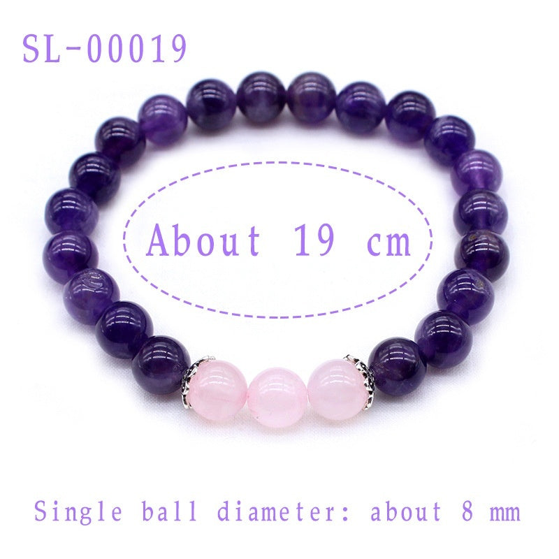 Natural Stone Amethyst Pink Crystal Lotus Bracelet For Women