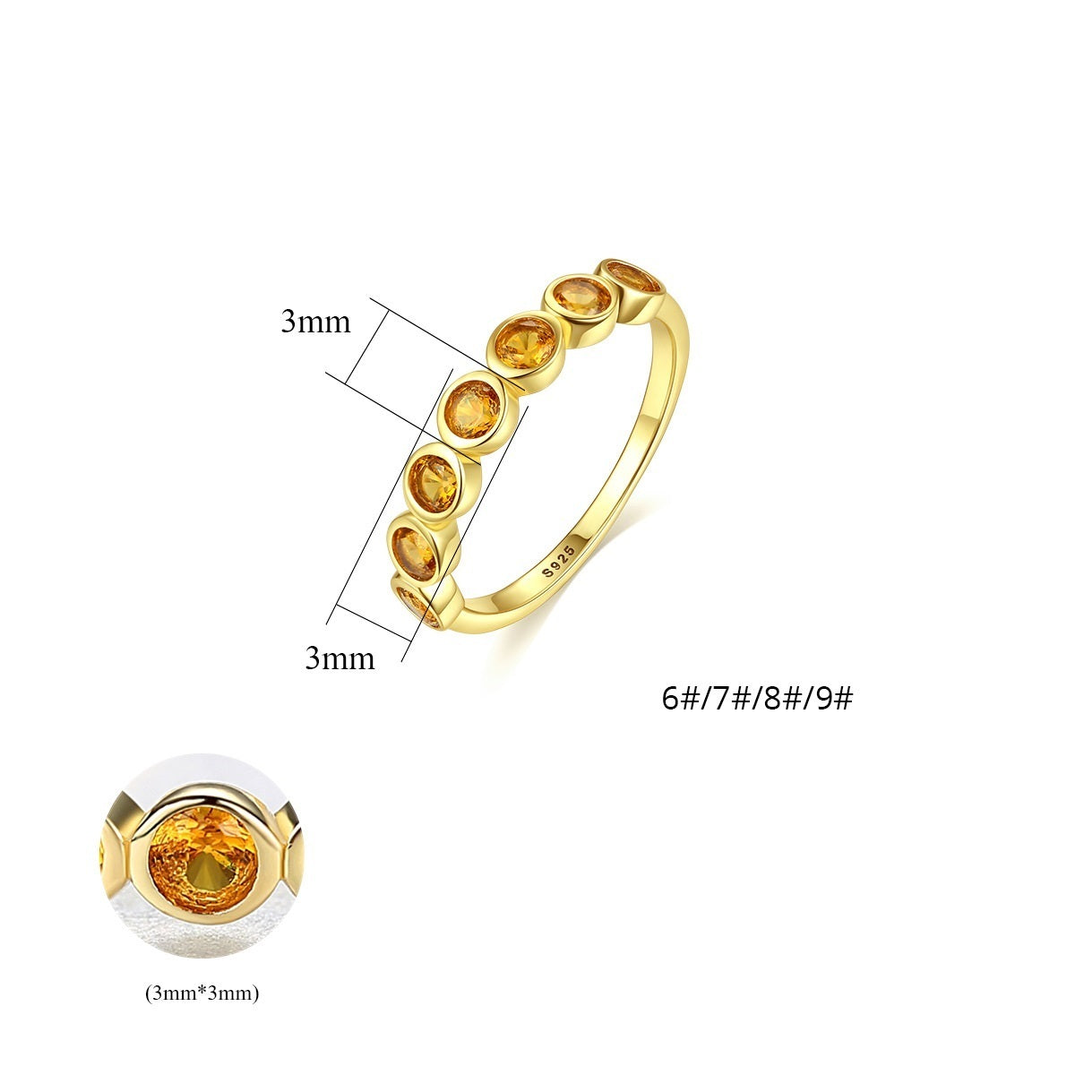 Simple Atmosphere S925 Silver Citrine Ring