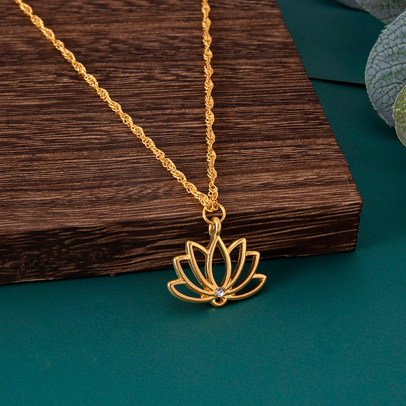 Dainty Gold Lotus women Necklace