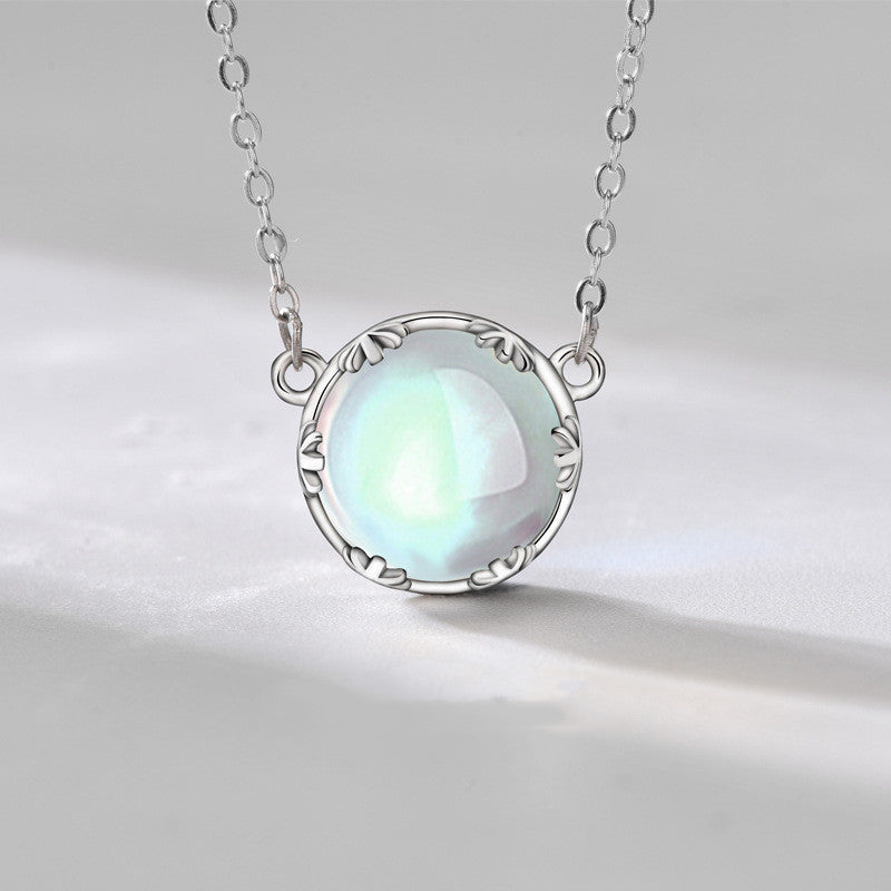 Women's Fashion Casual Moonstone Sterling Silver Necklace