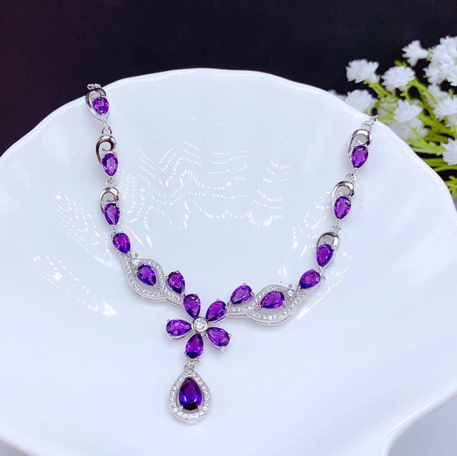 Natural Brazilian Amethyst Women Necklace