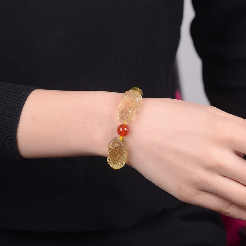 Natural Citrine Double Pixiu women men Bracelet