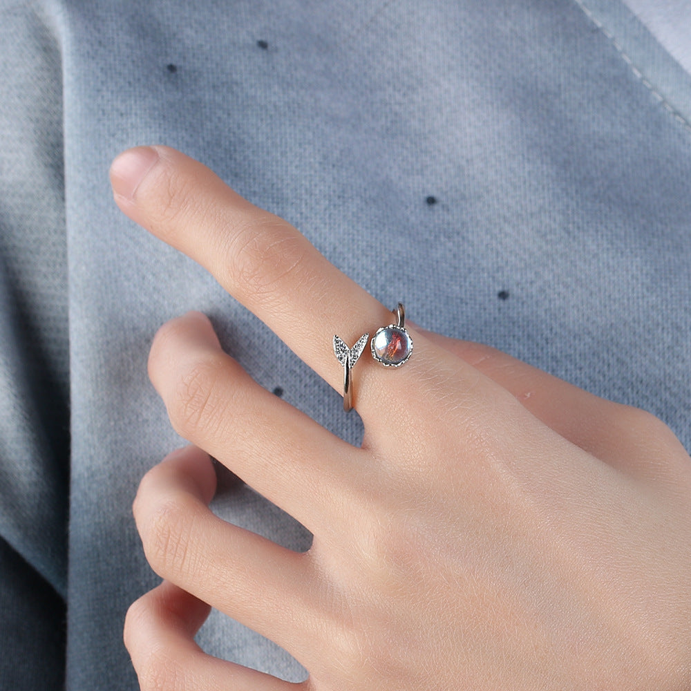 Fishtail Irregular Moonstone Advanced Design Adjustable Women Ring