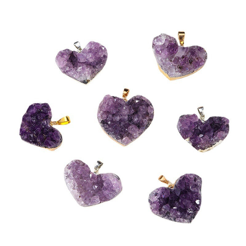 Uruguay Amethyst Cluster Love Pendant Amethyst Tooth Block