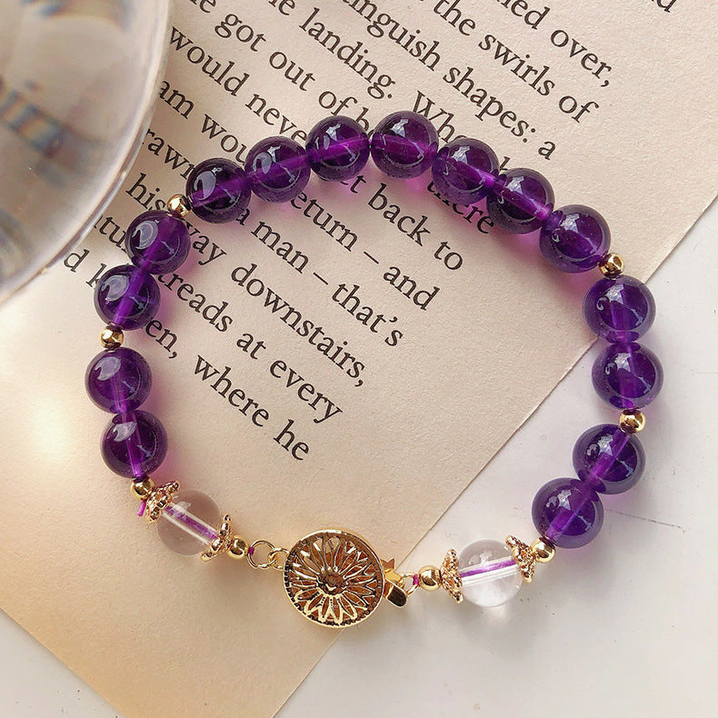 Simple Design Natural Amethyst Women Bracelet