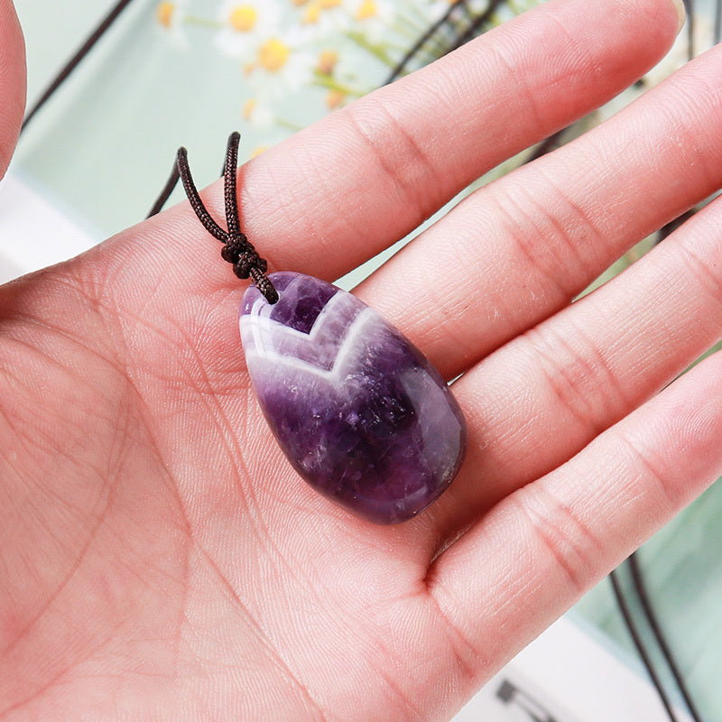 Natural Fantasy Amethyst Water Drop Pendant Men Women Necklace