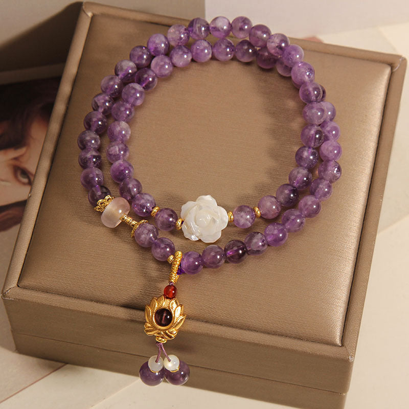 Natural Amethyst Lotus Multi-layer Bracelet Women