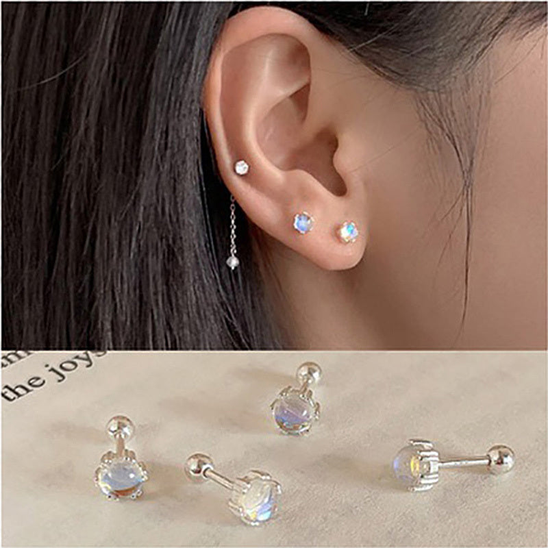 Women's Screw Moonstone Small Earrings