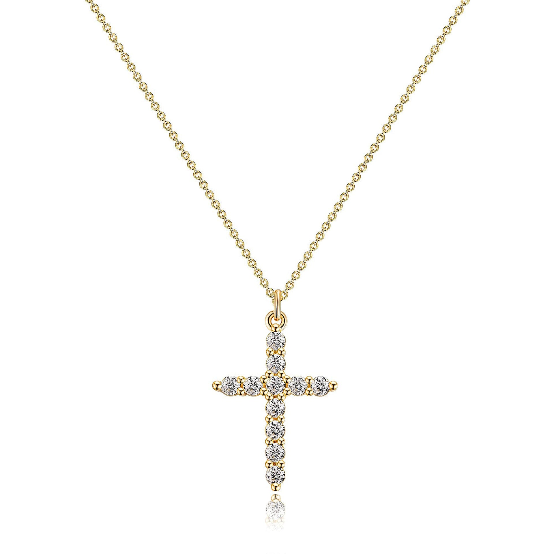 Fashion Jewelry Cross Full Diamond Crown Rotatable Necklace