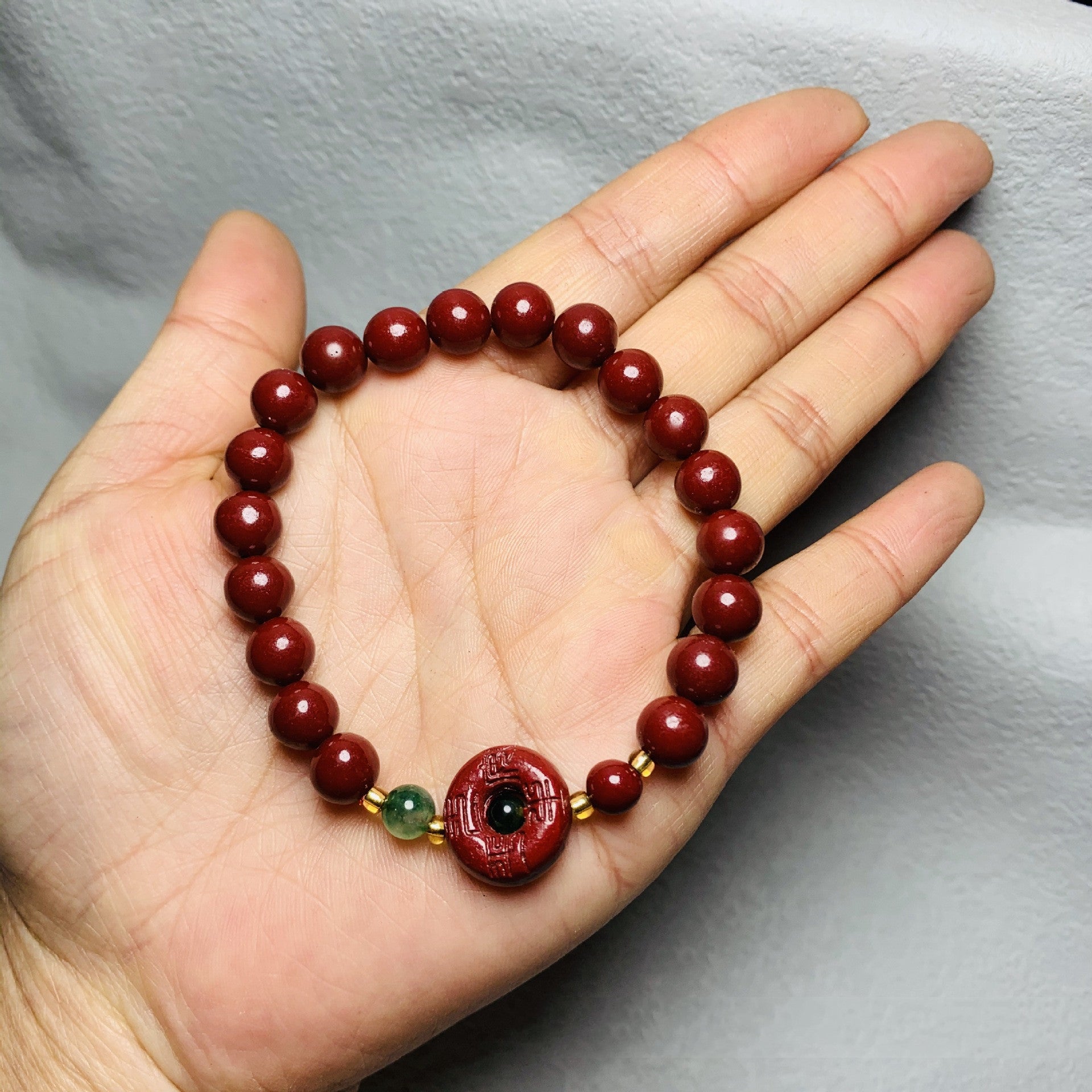 Cinnabar 108 Head Buddha Lotus Bracelet