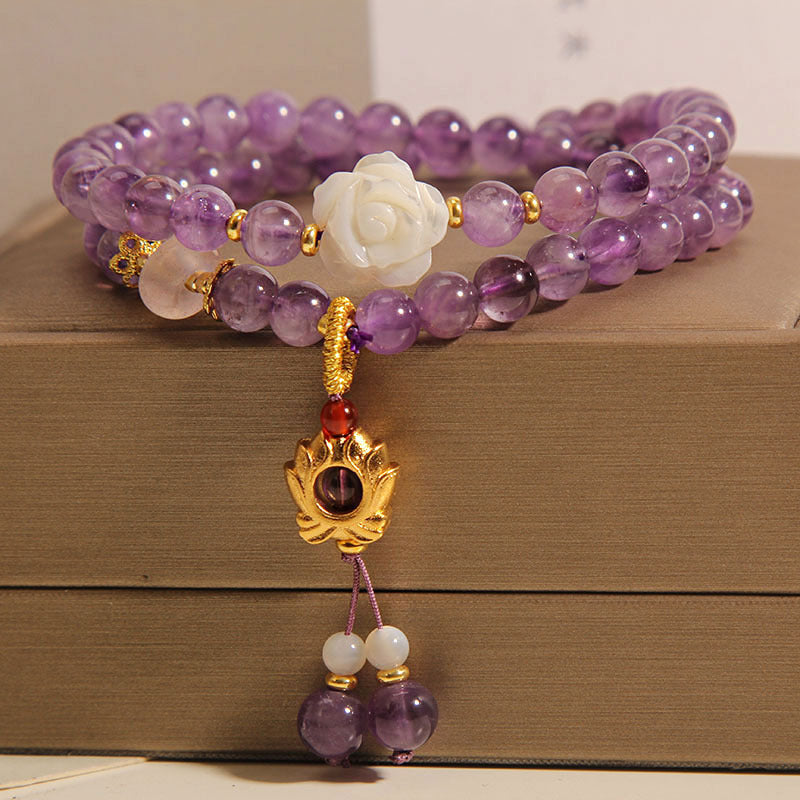 Natural Amethyst Lotus Multi-layer Bracelet Women