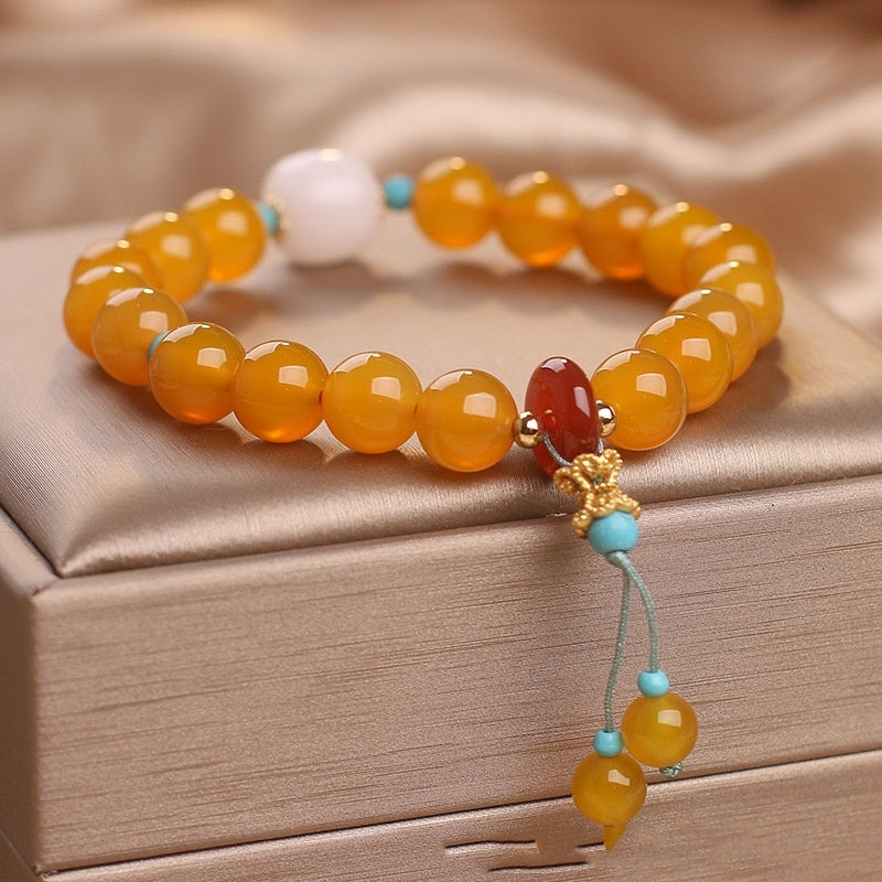 Ethnic Style Natural Citrine Agate Women Bracelet