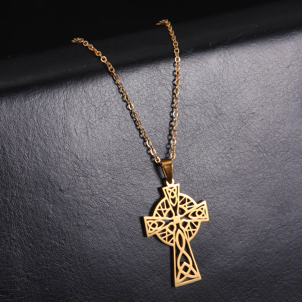 Middle Ring Cross Pendant Necklace For Men