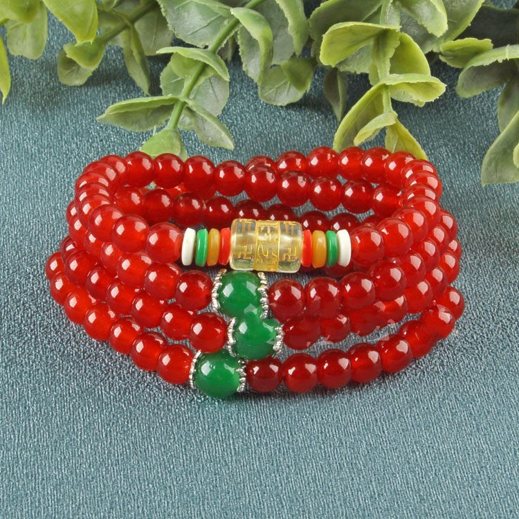 Red Agate Women's Bracelet 6m108 Buddha Beads