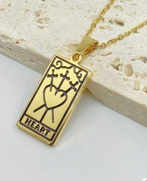 Square Tarot Cards Necklace For Women Gold Stainless Steel Moon Sun Couple Pendant Neck Chain Necklace Vintage Cute Jewelry Gift