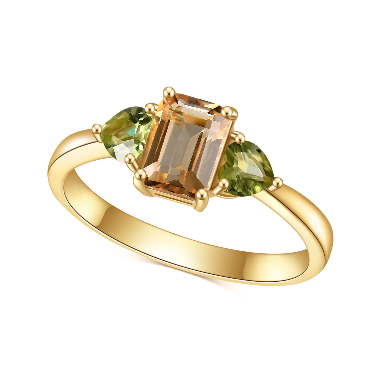 Citrine Ring With Fashionable And Light Luxury Design Inlaid With Gems