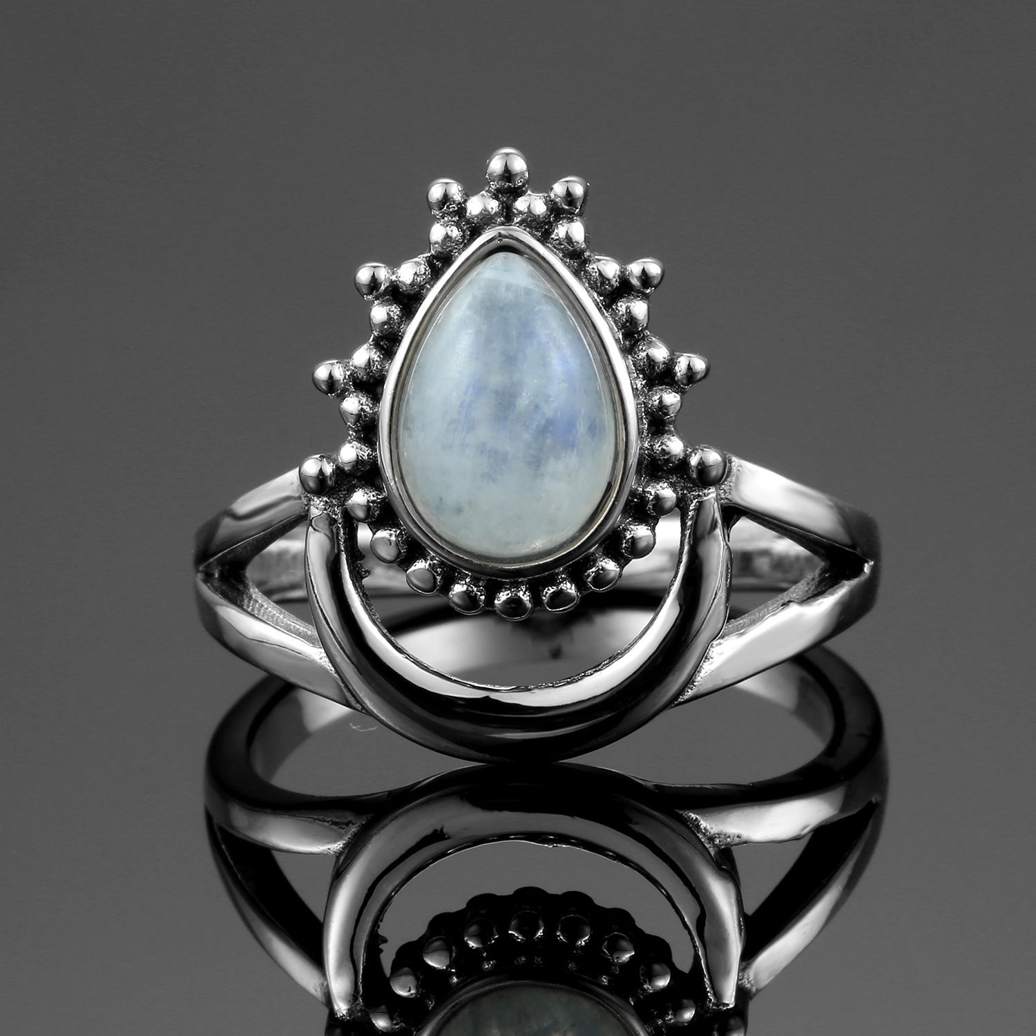 Court Style Moonstone Niche Mid-ancient Vintage Women Ring