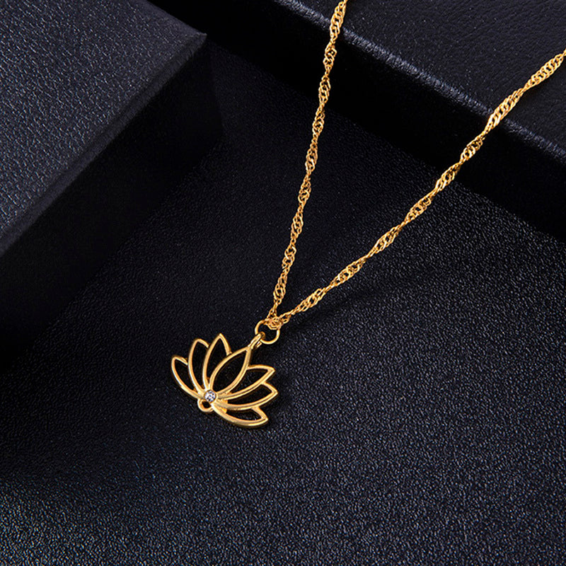 Dainty Gold Lotus women Necklace