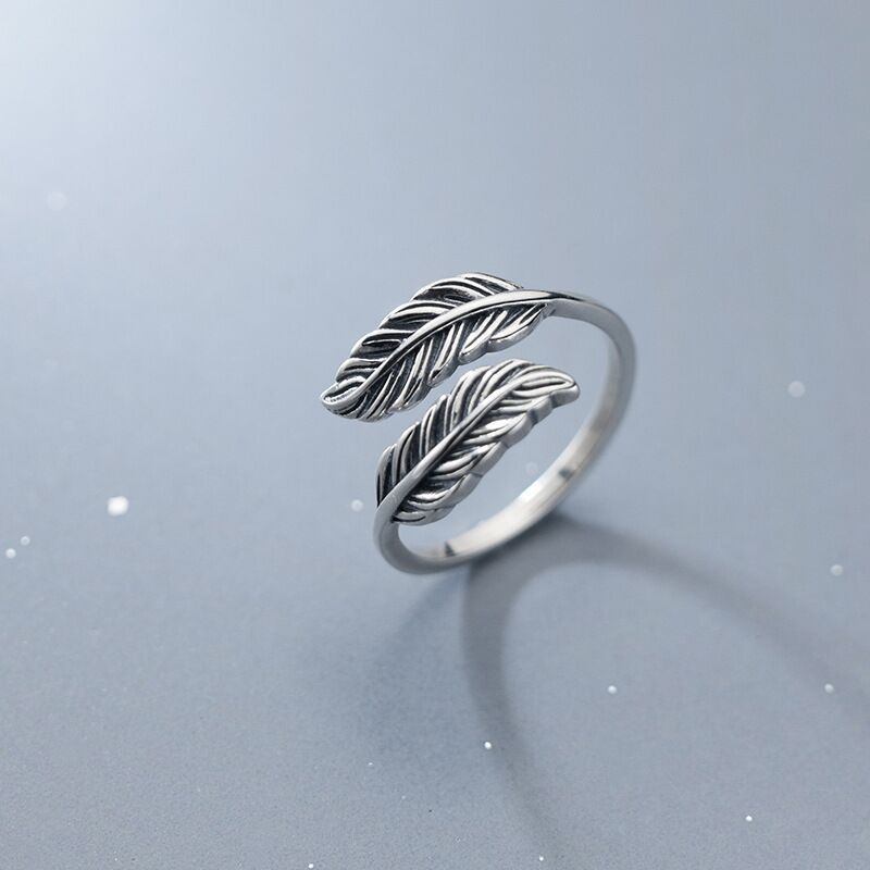 Vintage Thai Silver Feather women Ring