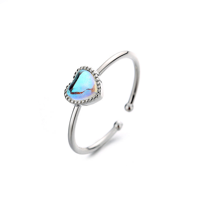 Aurora Moonstone Love Heart-shaped Women Ring