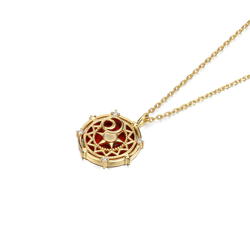 Red Agate Star Moon Collar Women Necklace