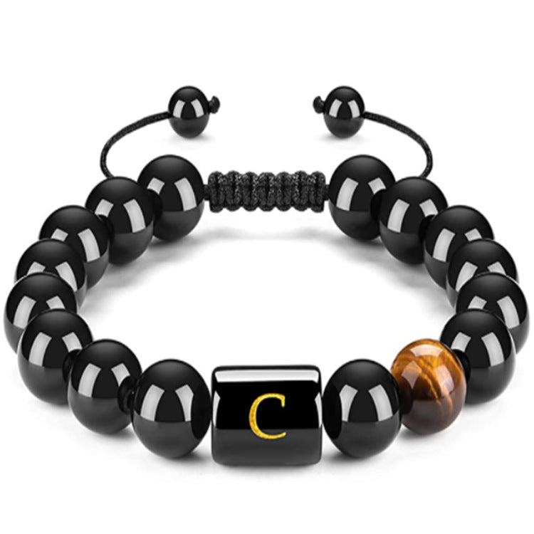 Men's Natural Black Agate Bracelet