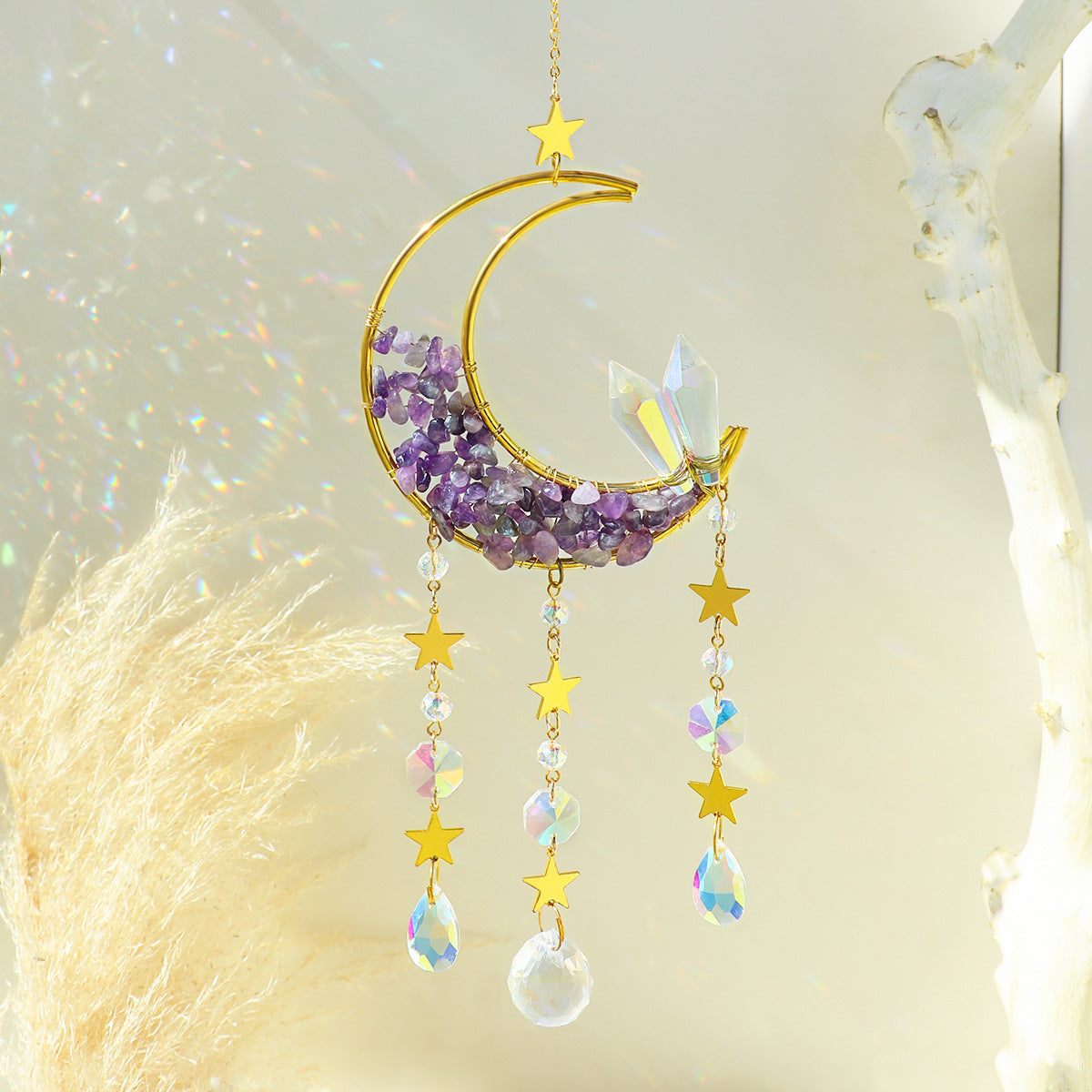 Amethyst Powder Crystal Sun Catcher Pendant Home Decor