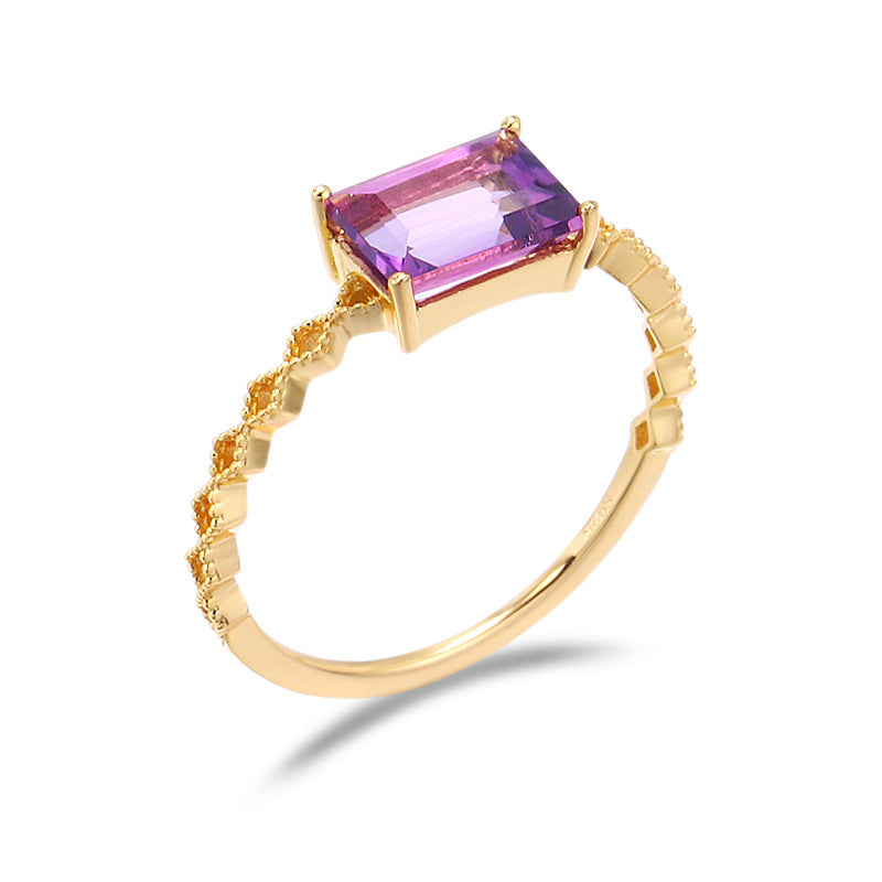 Amethyst Topaz Princess Square Ring