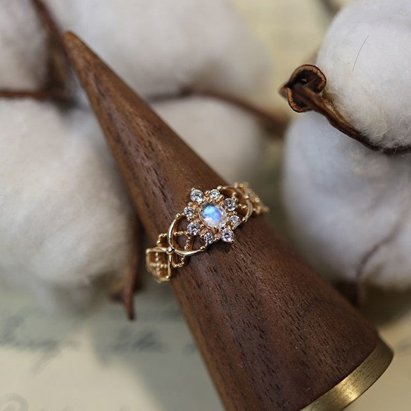 Snow Crystal Moonstone Women Ring