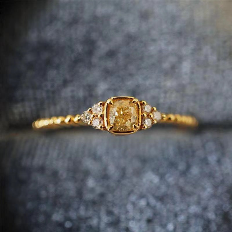 Sweet Cute Style Delicate Mosaic Natural Citrine Ring For Women