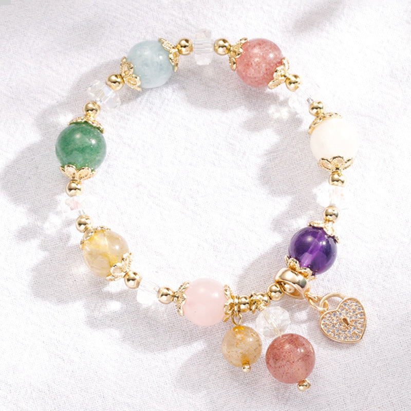 Aquamarine Amethyst Lucky Peach Blossom Women Bracelet