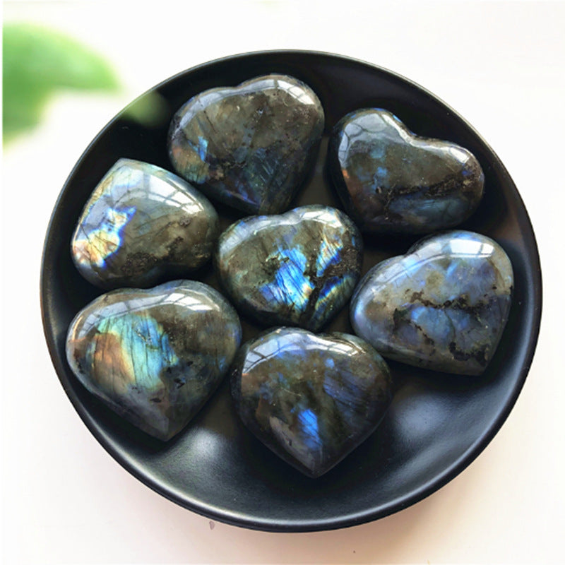 Labradorite Heart Moonstone Positive Energy Reiki Gems Crystal Heart Healing Home Decor