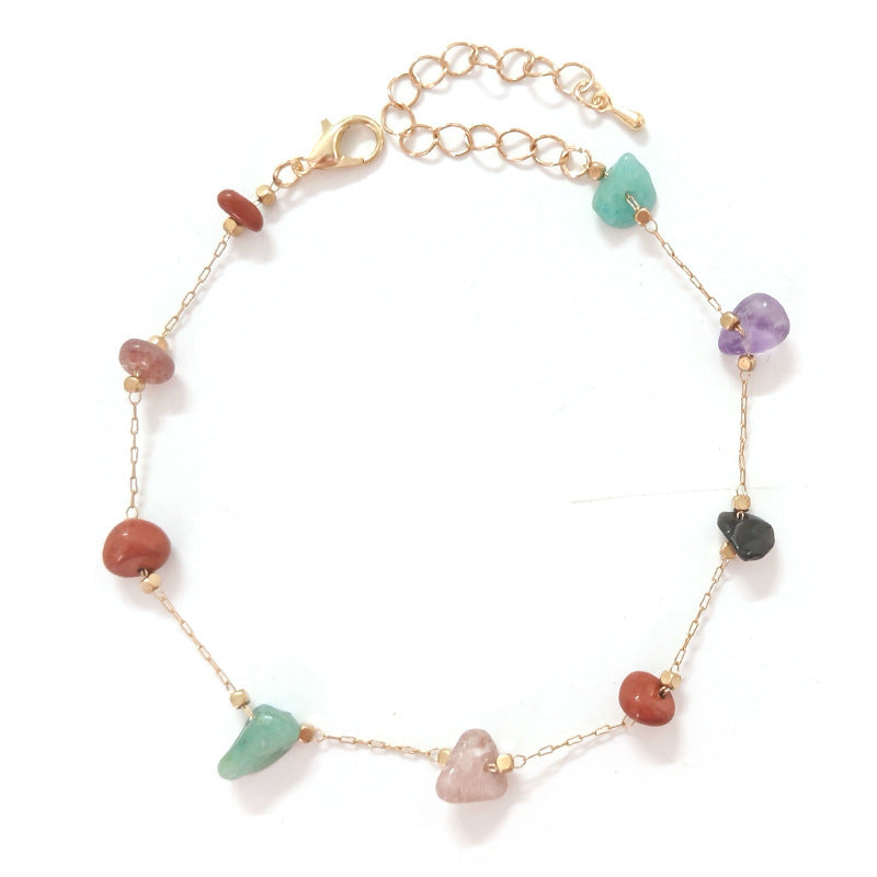 Personalized Natural Color Agate Anklet