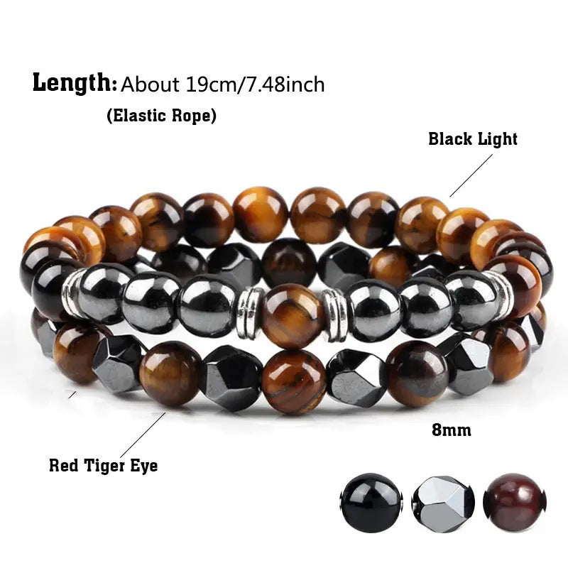 Natural Tigereye Head Bead Men Bracelet