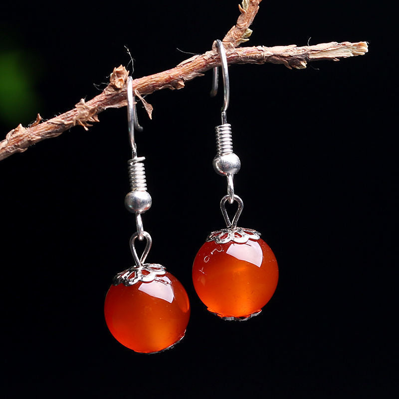 Fashion Sterling Silver Agate Women Earrings