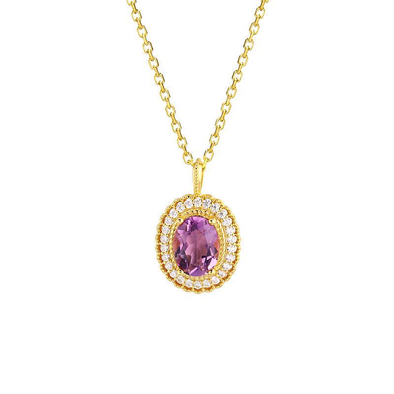 Simple Atmosphere Amethyst Women Necklace